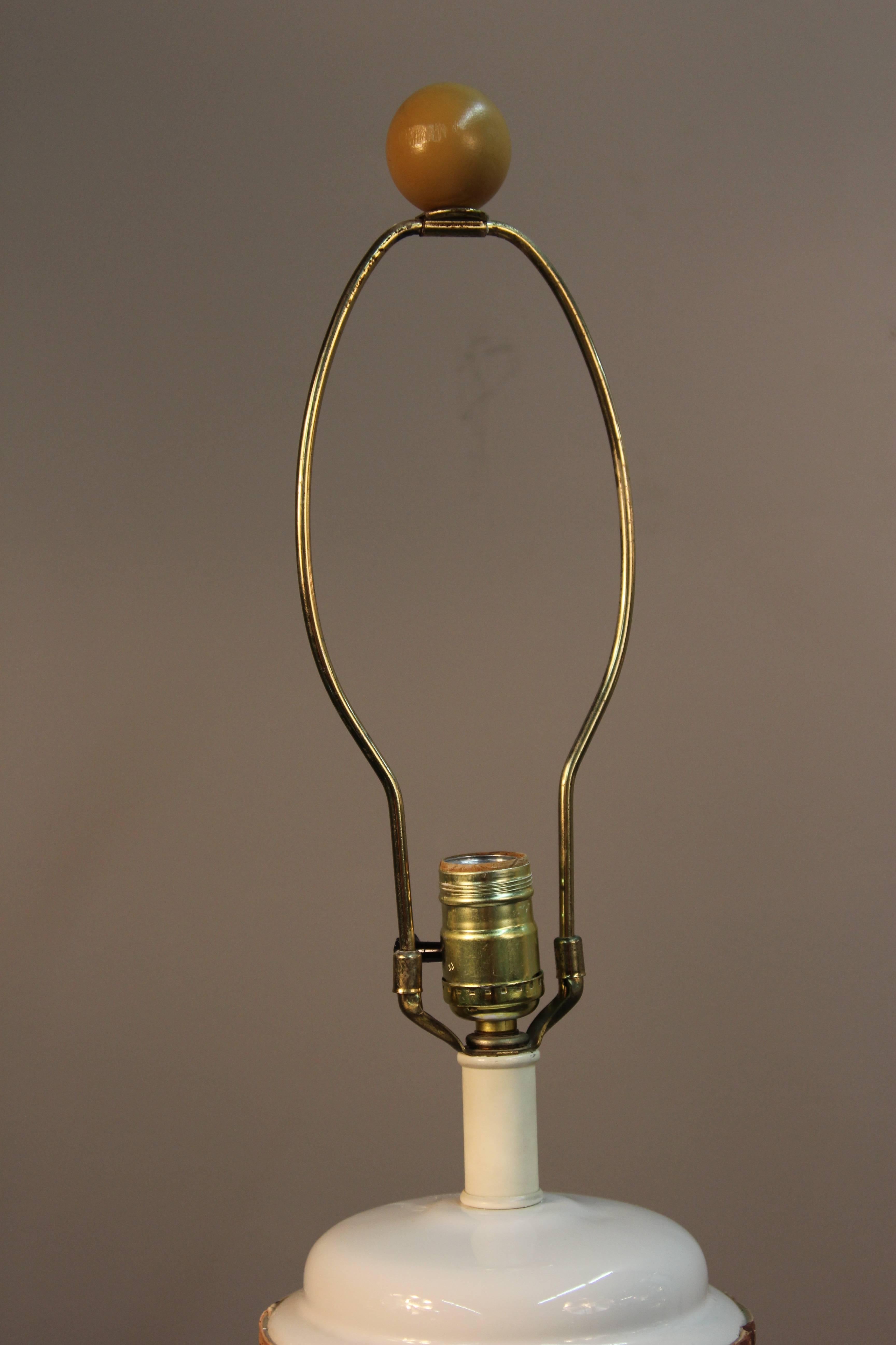 Stunning Matched Pair Ceramic Jar Lamps with Bamboo Lattice Motif 4