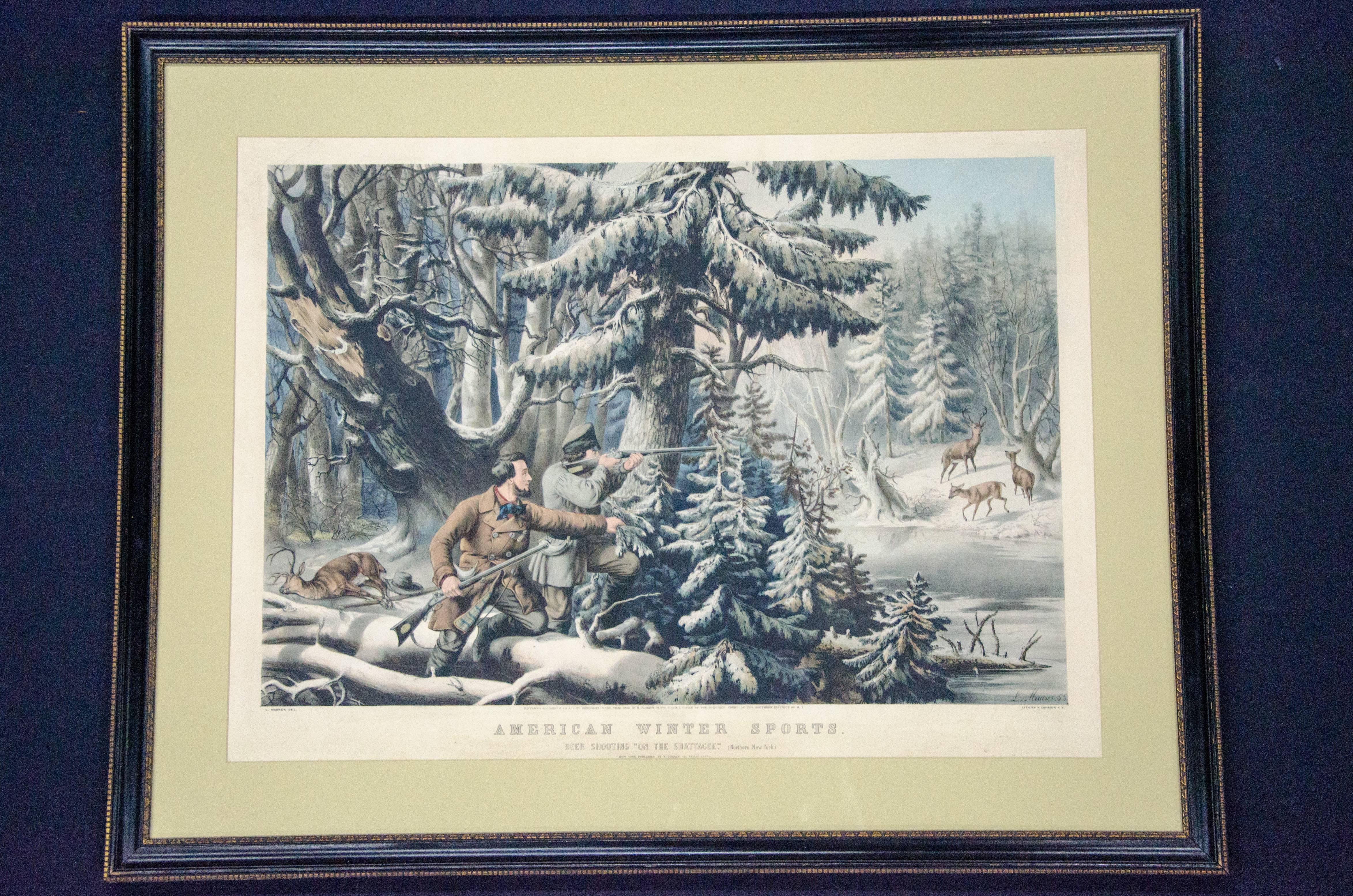 Lithograph by Currier & Ives (after painting by L Maurer). One of the 