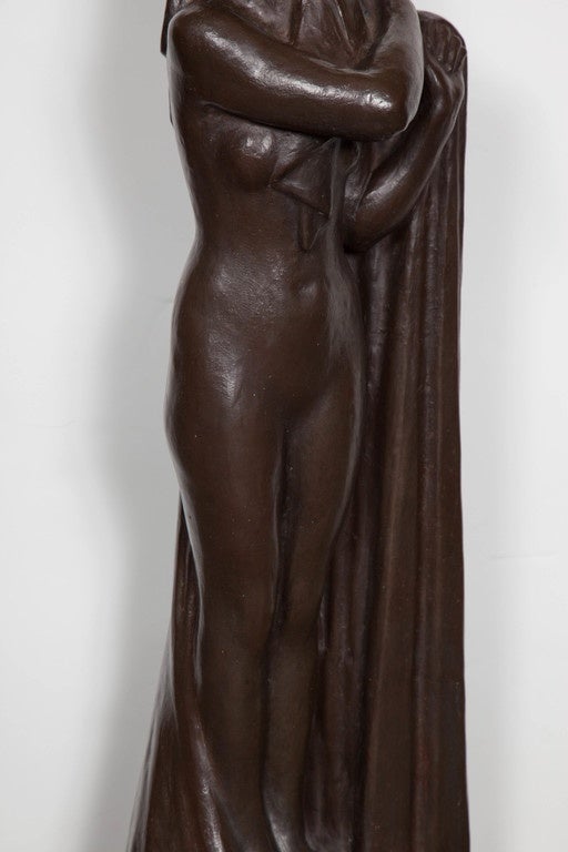Large French Art Deco Bronze Sculpture of a Nude Signed Jean-Louis Chorel In Excellent Condition In New York City, NY
