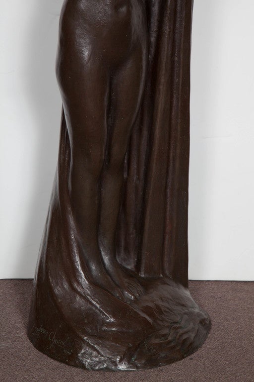 20th Century Large French Art Deco Bronze Sculpture of a Nude Signed Jean-Louis Chorel