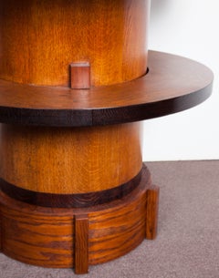 Important Signed Charles Dudouyt Oak Center Table or Dining Room Table