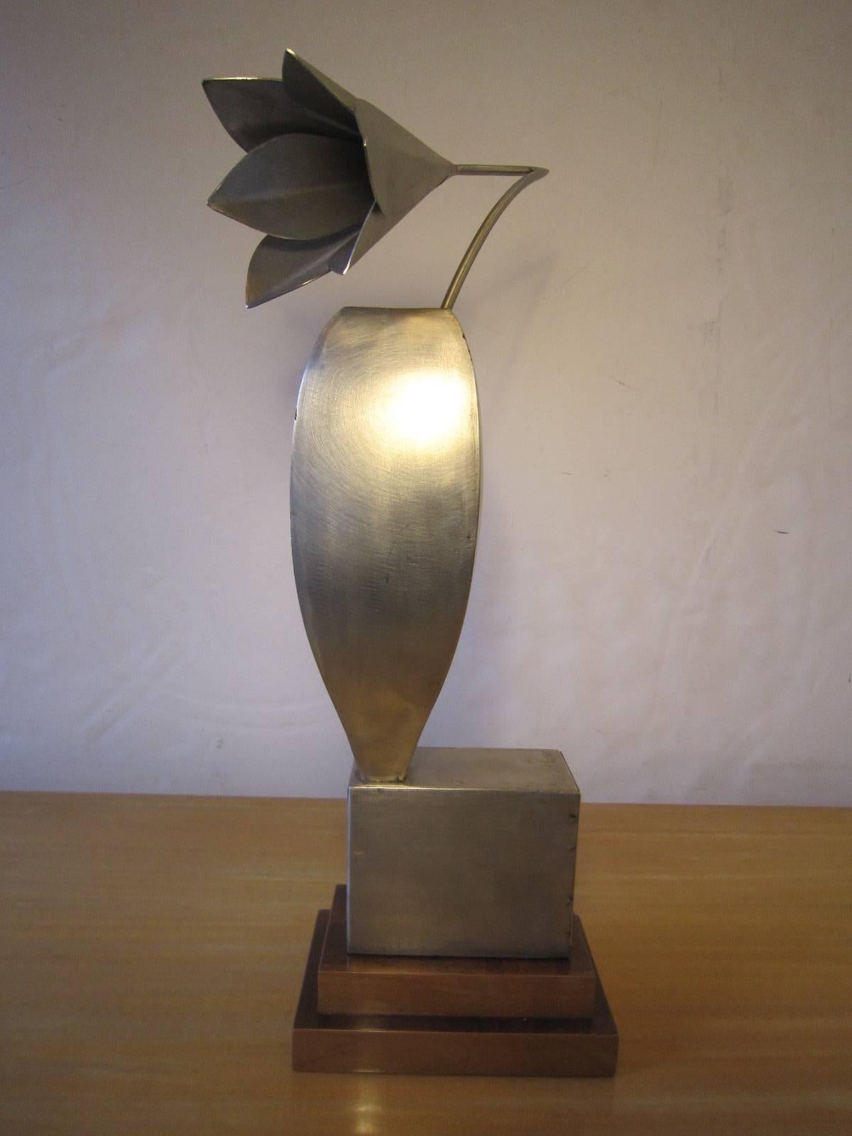 American Abstract Cubist Steel Sculpture Signed Peter Charles, 1988