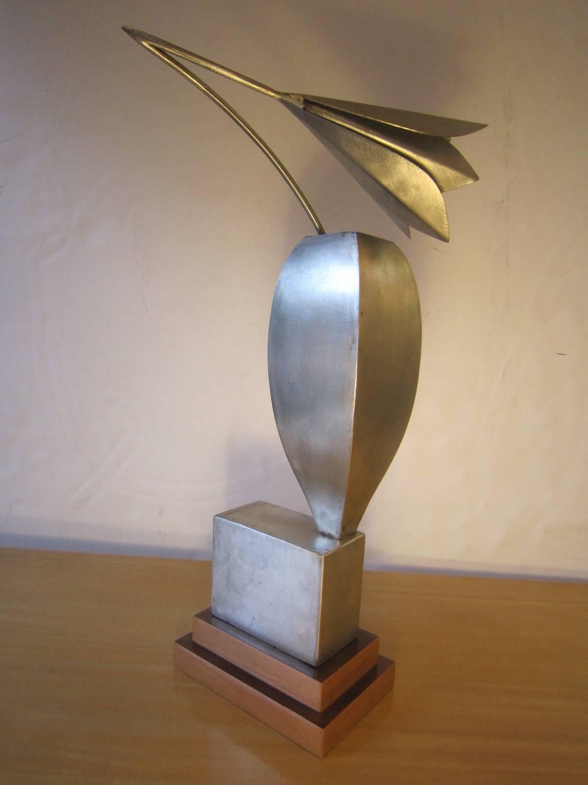 Abstract Cubist Steel Sculpture Signed Peter Charles, 1988 1