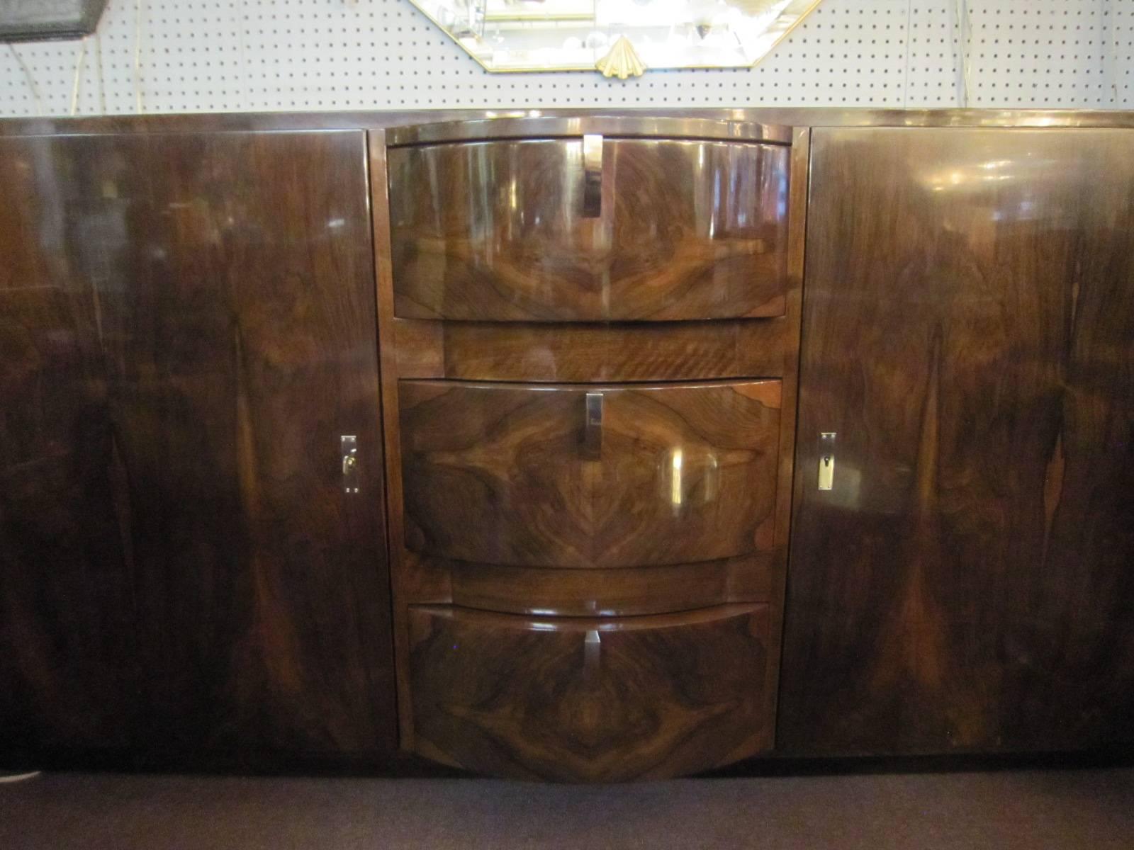 French Art Deco Rosewood Credenza with Drawers, Attributed to Dominique In Good Condition In New York City, NY