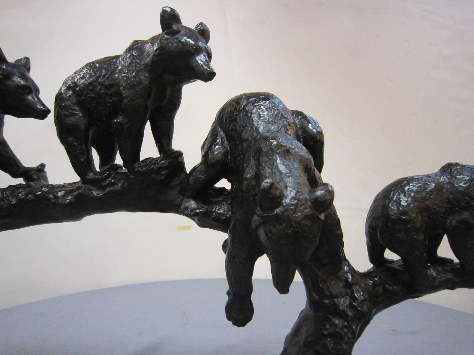 Große Bronzegruppe mit vier Bären-Anton Buschelberger, 1920 (Art déco)