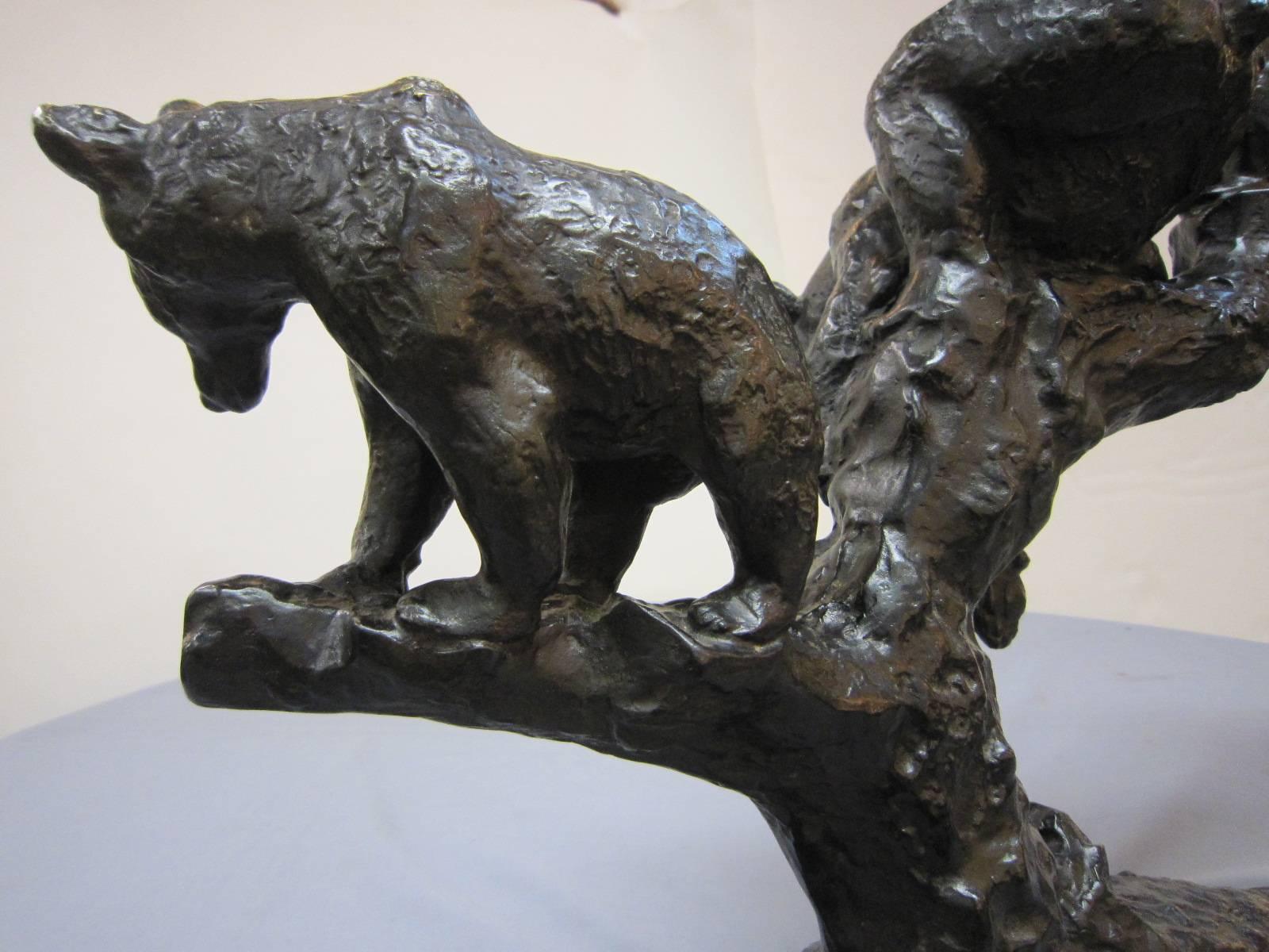 Große Bronzegruppe mit vier Bären-Anton Buschelberger, 1920 im Zustand „Gut“ in New York City, NY