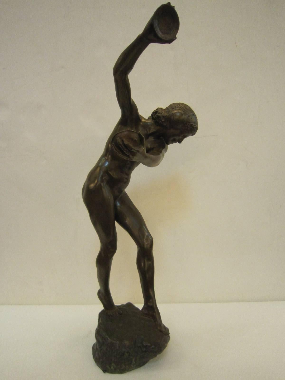 Tall French Art Deco Original Bronze Cymbal Dancer by L. Dupuy 4