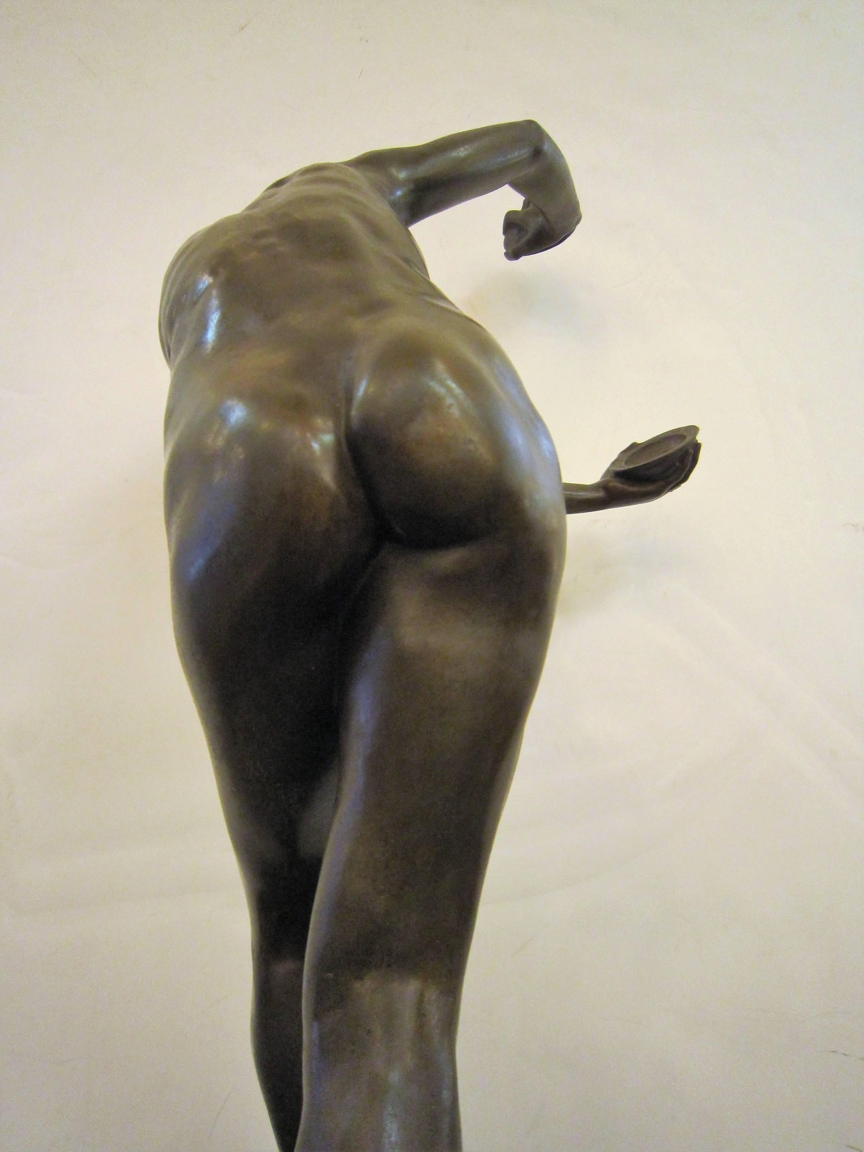 Tall French Art Deco Original Bronze Cymbal Dancer by L. Dupuy 2