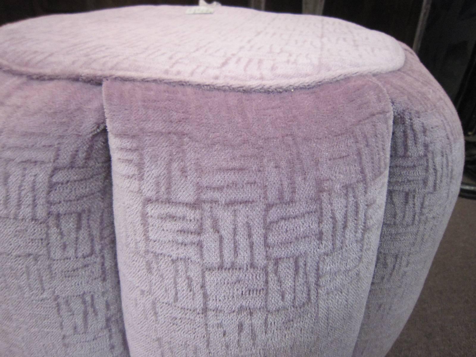 Pair of lavendar tufted upholstered poufs/ stools 2