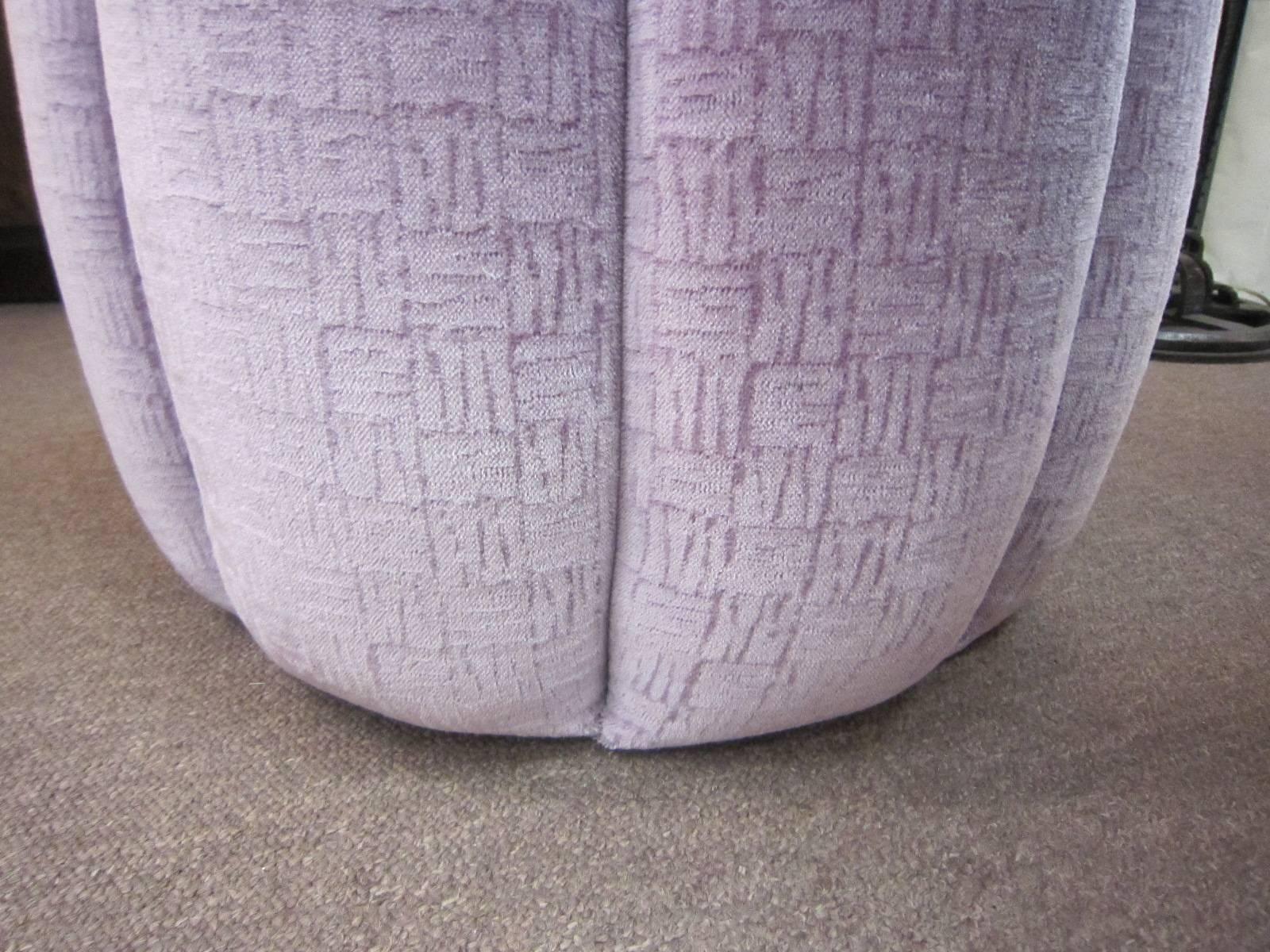 Pair of lavendar tufted upholstered poufs/ stools 3