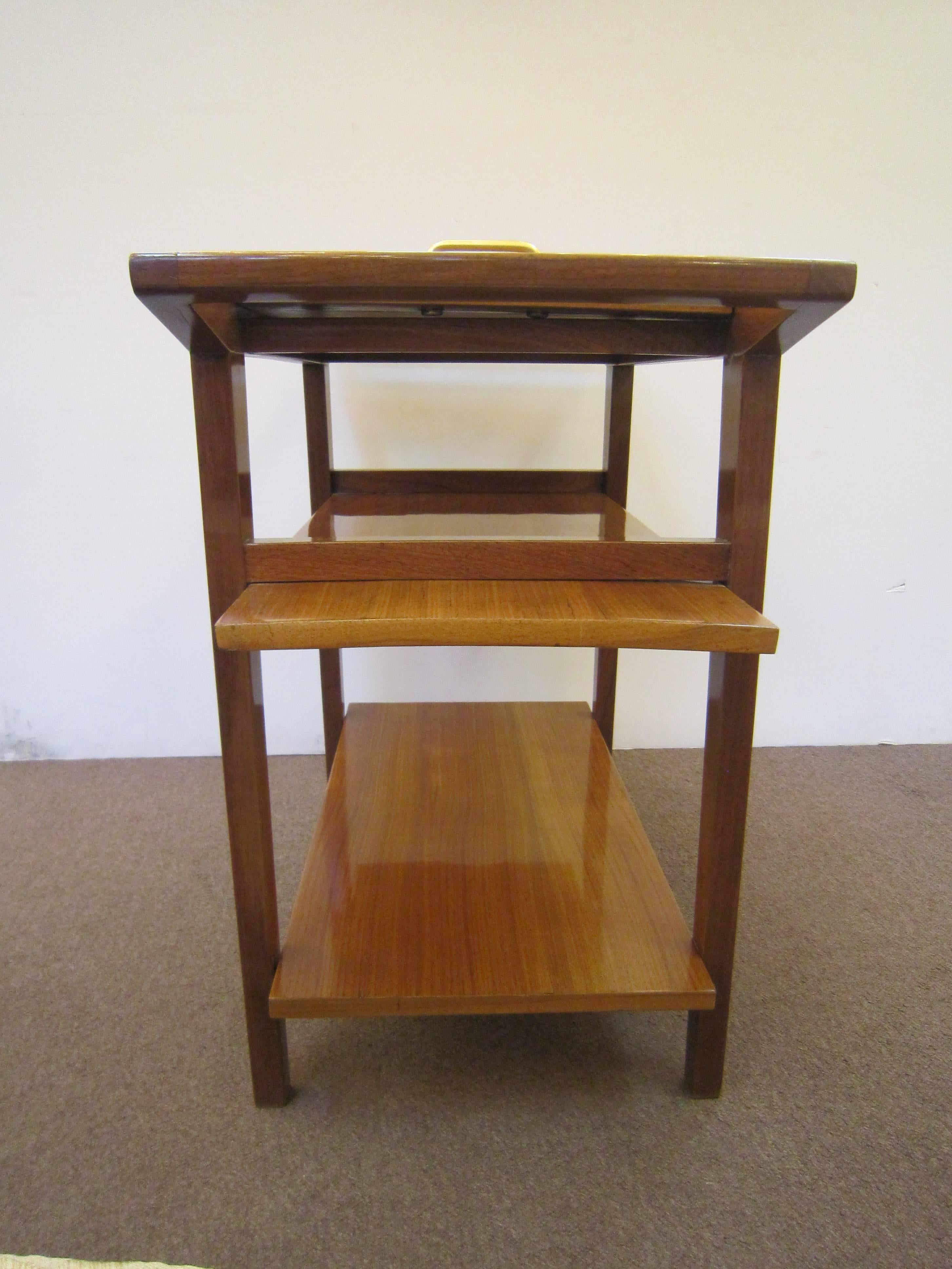 French Mid-Century Modern Walnut Bar Cart/ Trolley/ Server/ Biblio, Andre Sornay 4