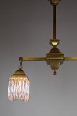 Mission Crystal Fixture circa 1910 Satin Brass Two-Light