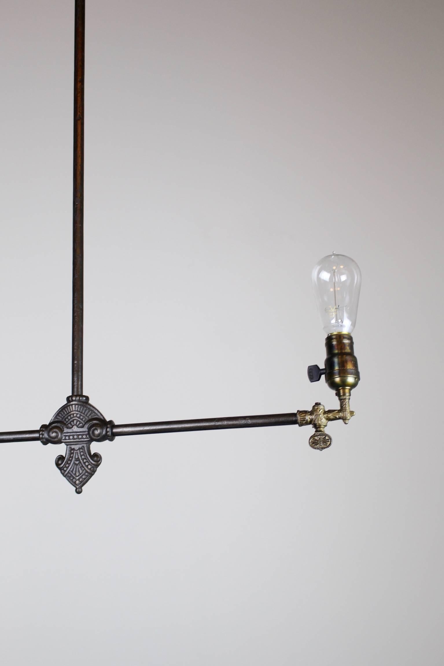 Original Industrial Gas Light Fixture, circa 1885 by Archer & Pancoast In Excellent Condition For Sale In Vancouver, BC