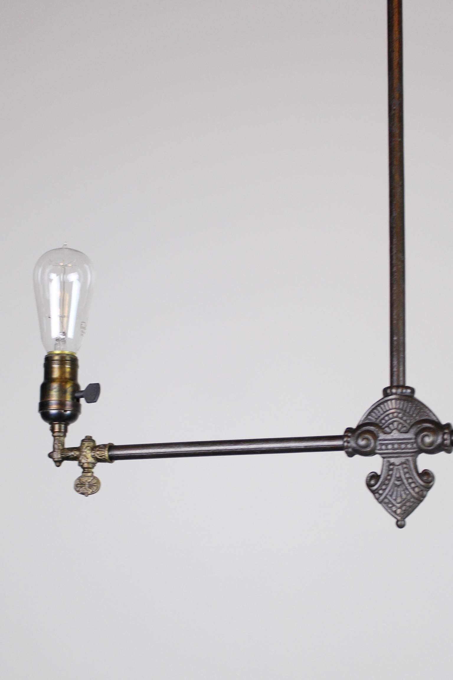 Late 19th Century Original Industrial Gas Light Fixture, circa 1885 by Archer & Pancoast For Sale