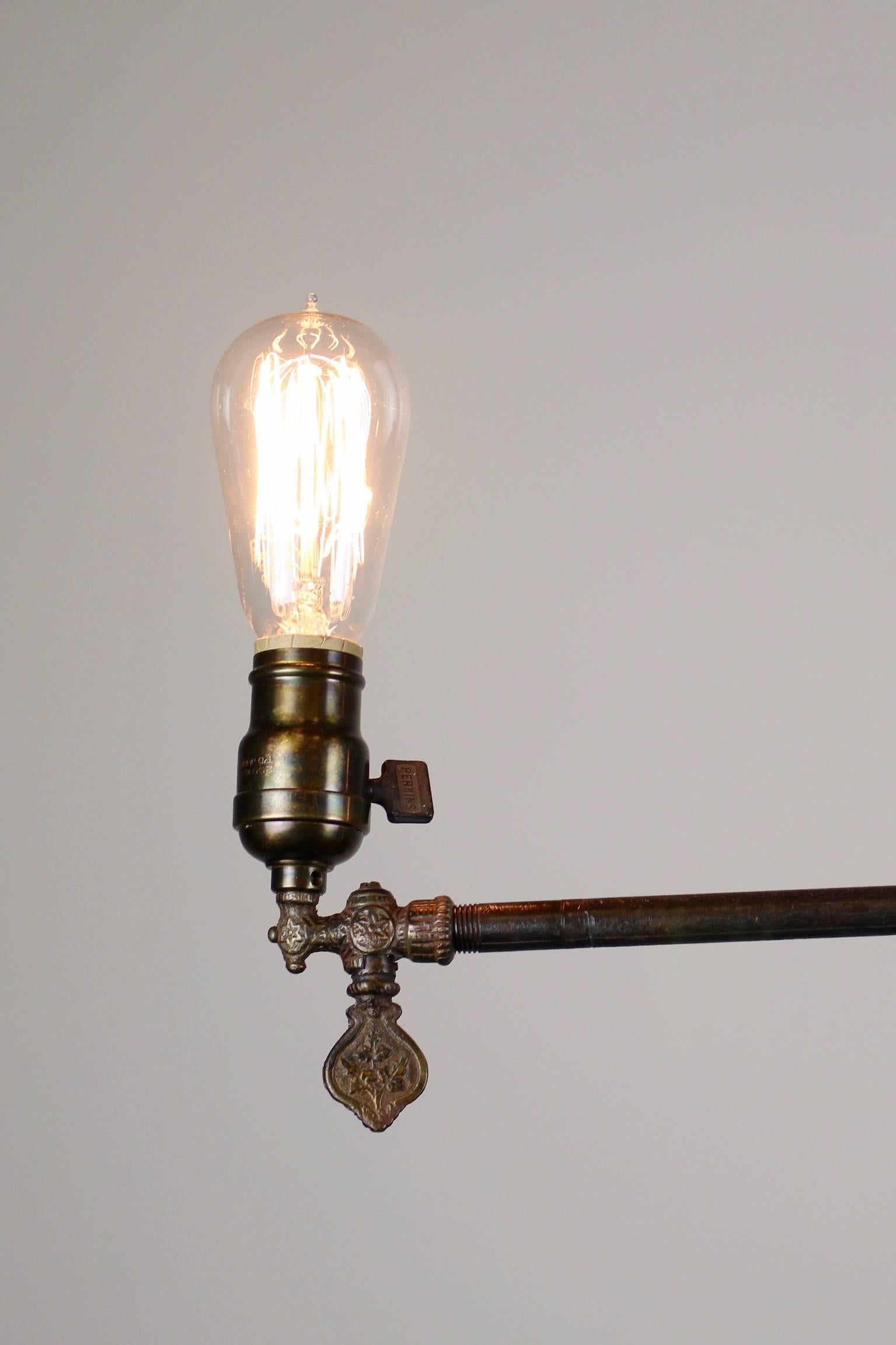 American Original Industrial Gas Light Fixture, circa 1885 by Archer & Pancoast For Sale