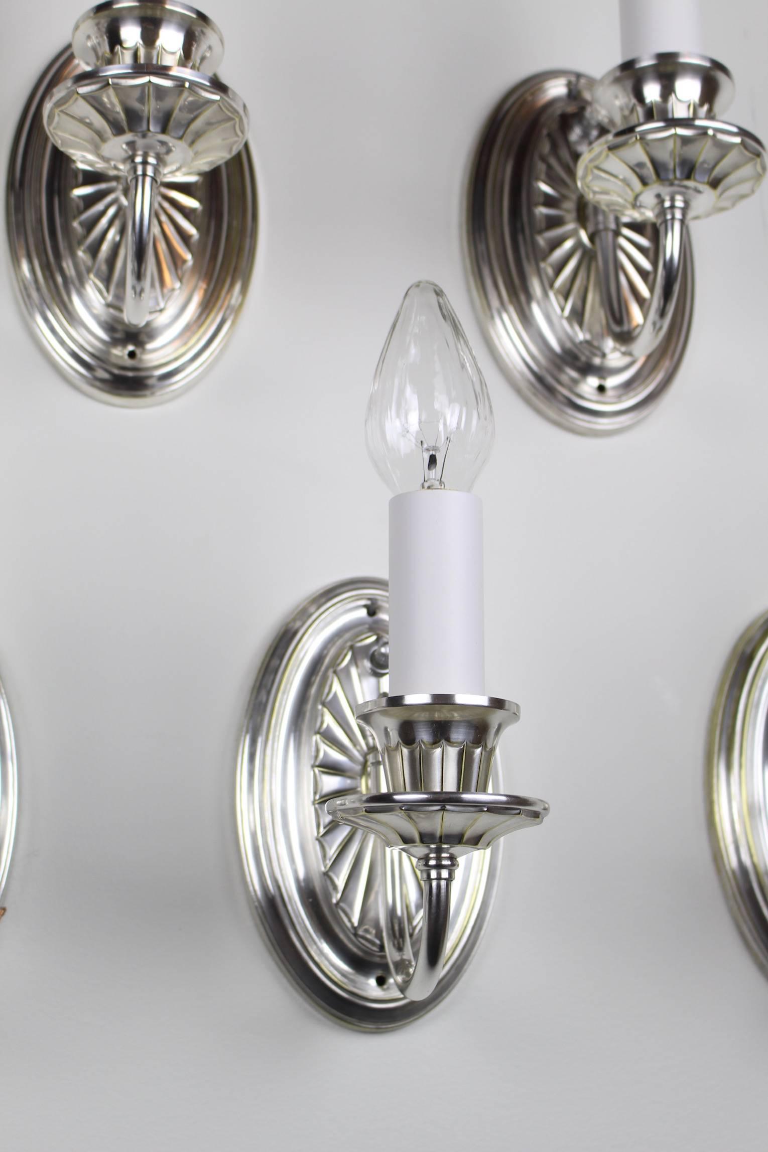 Adam Style Sconces with Restored Silver Plate Finish Quantities Available  For Sale 1