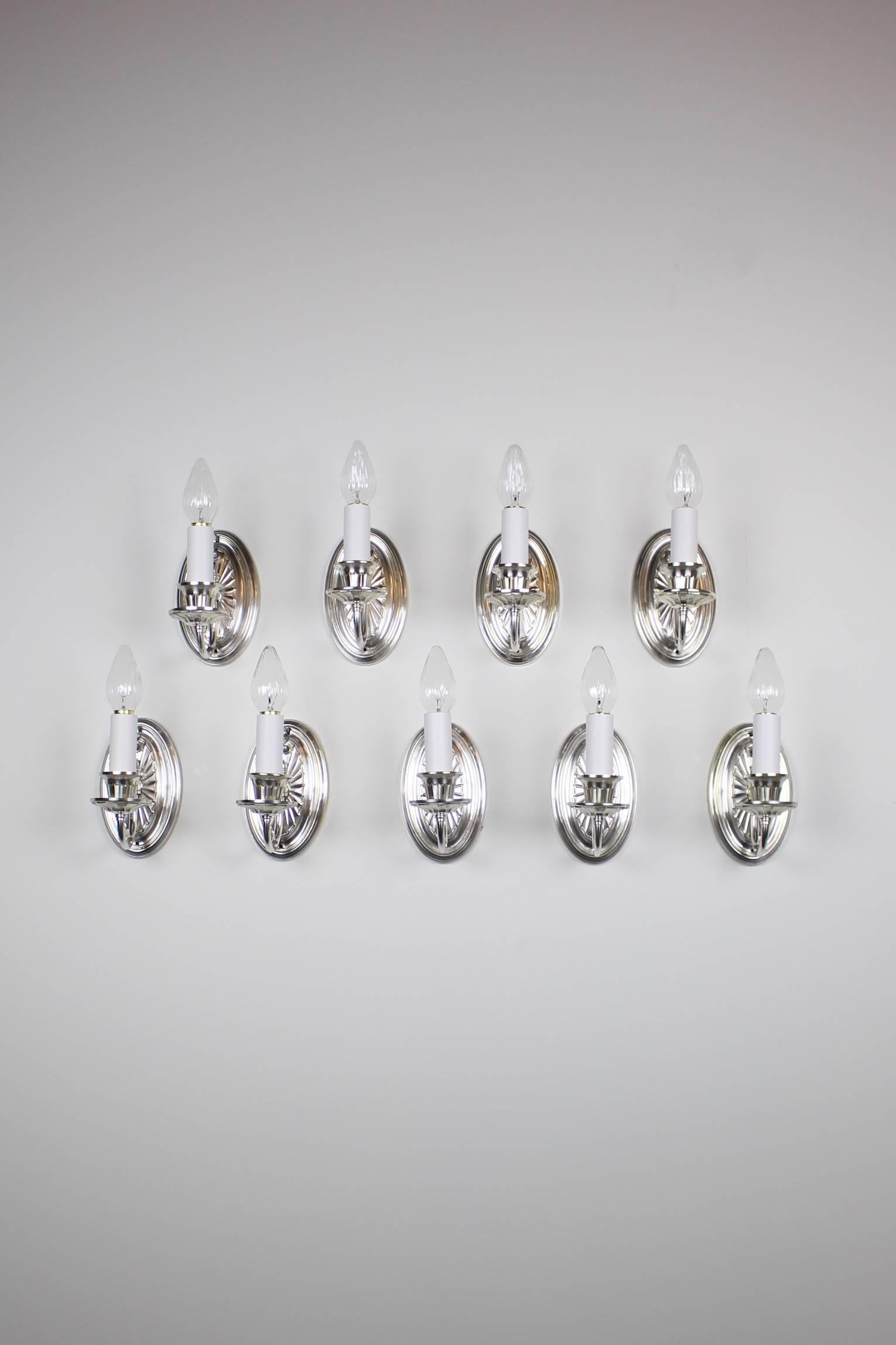 Adam Style Sconces with Restored Silver Plate Finish Quantities Available  For Sale 2