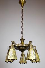 Colonial Revival Pan Fixture with Cut Out Shades, Five-Light