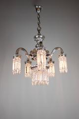 Neoclassical Silver Plate Crystal Chandelier