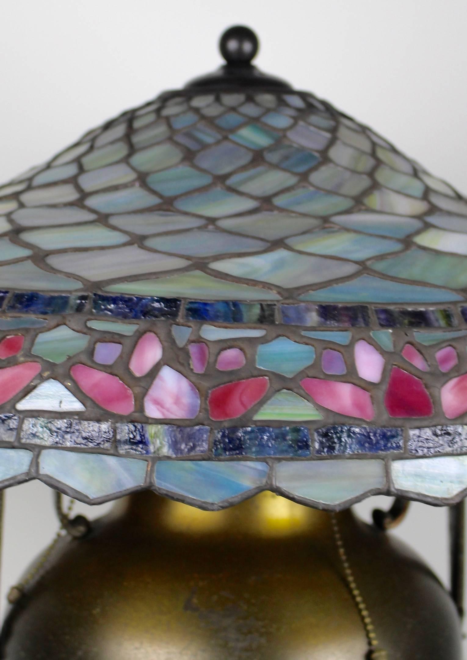 Art Nouveau Tiffany Style Table Lamp by Edward Miller & Co.