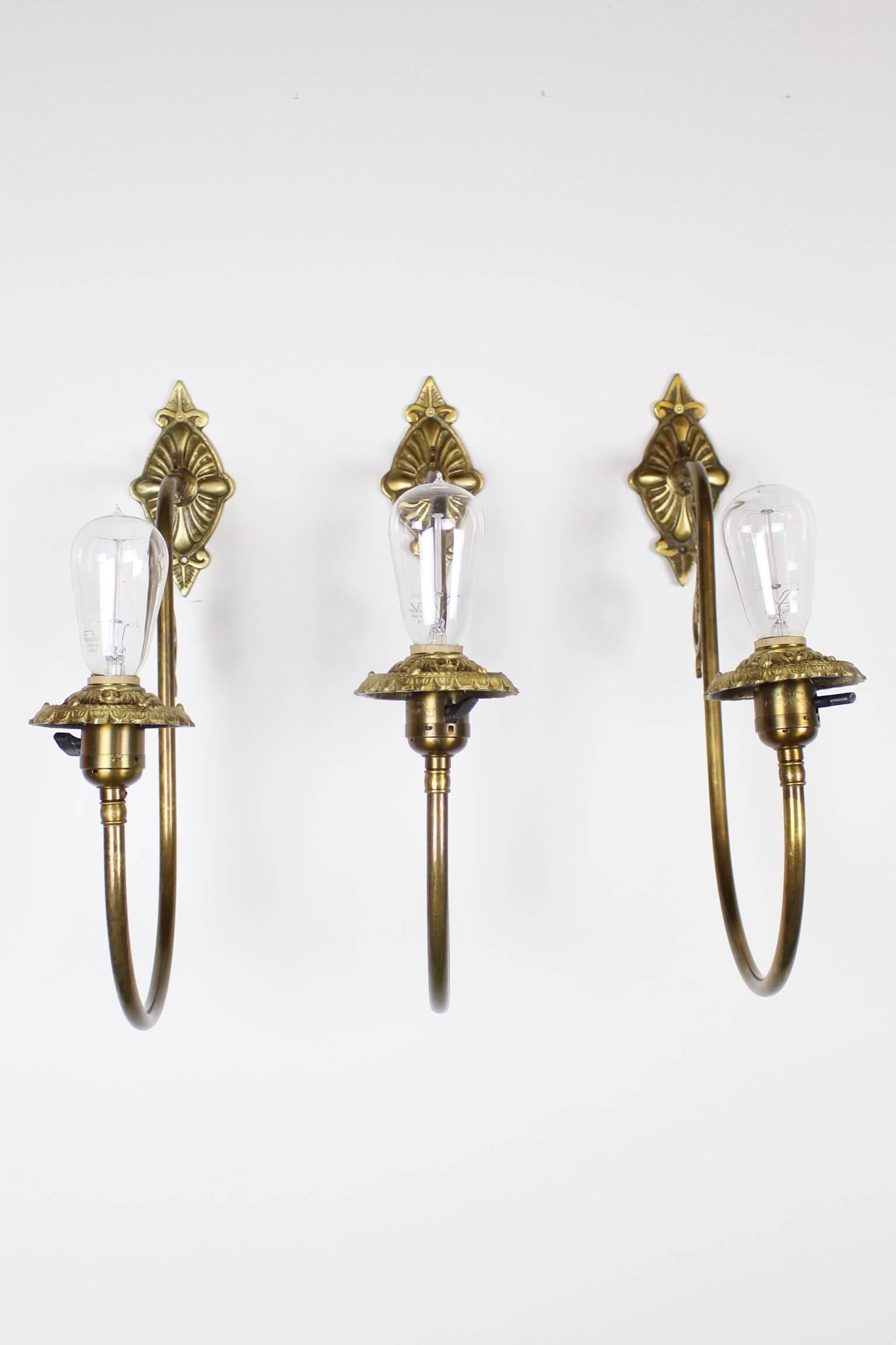 Early 20th Century Converted Gas-Electric Victorian Wall Sconces For Sale