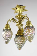 Rococo Revival Flush-Mount with Art Glass Shades