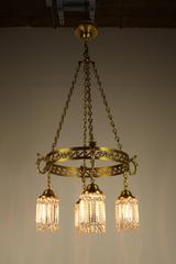 Neoclassical Brass Ring-Fixture with Notched Crystal