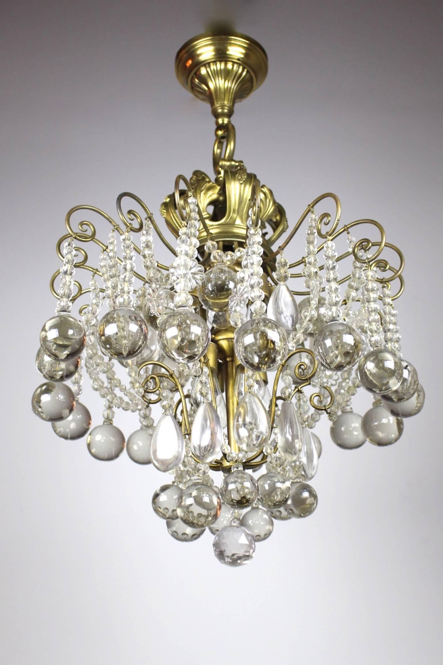 Neoclassical Crystal Chandelier by E. F. Caldwell For Sale