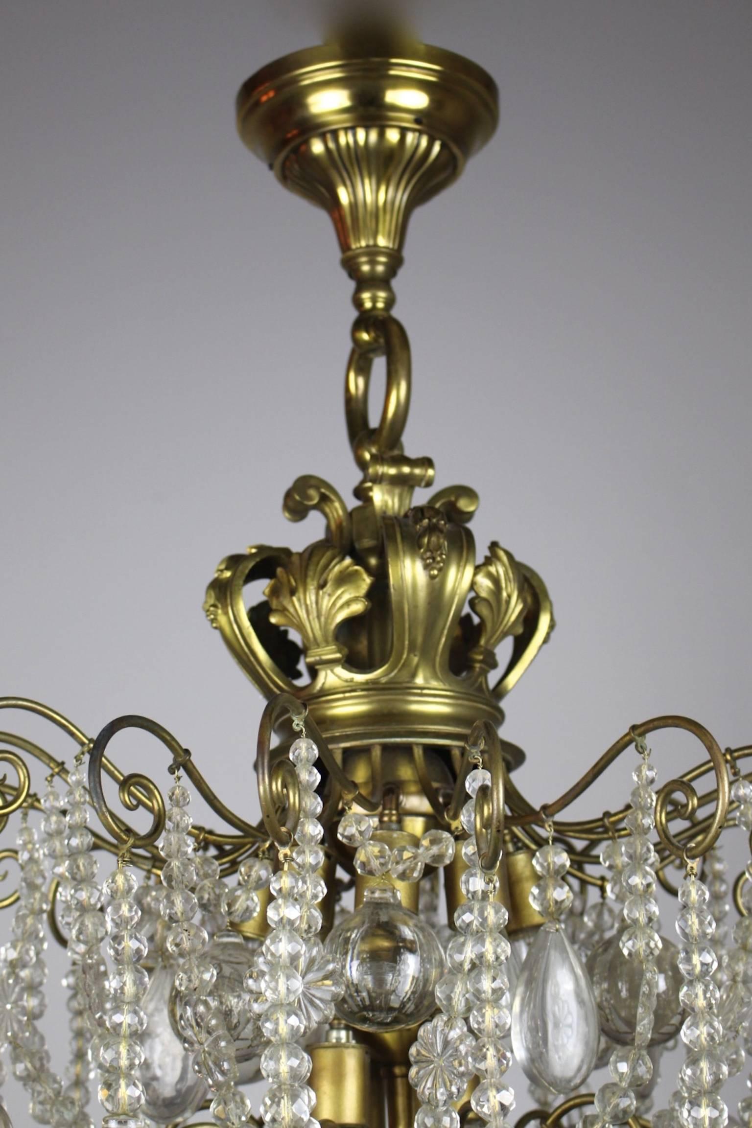 American Crystal Chandelier by E. F. Caldwell For Sale