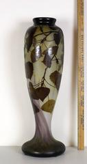 Monumental Daum Nancy Vase, Birch Leaves