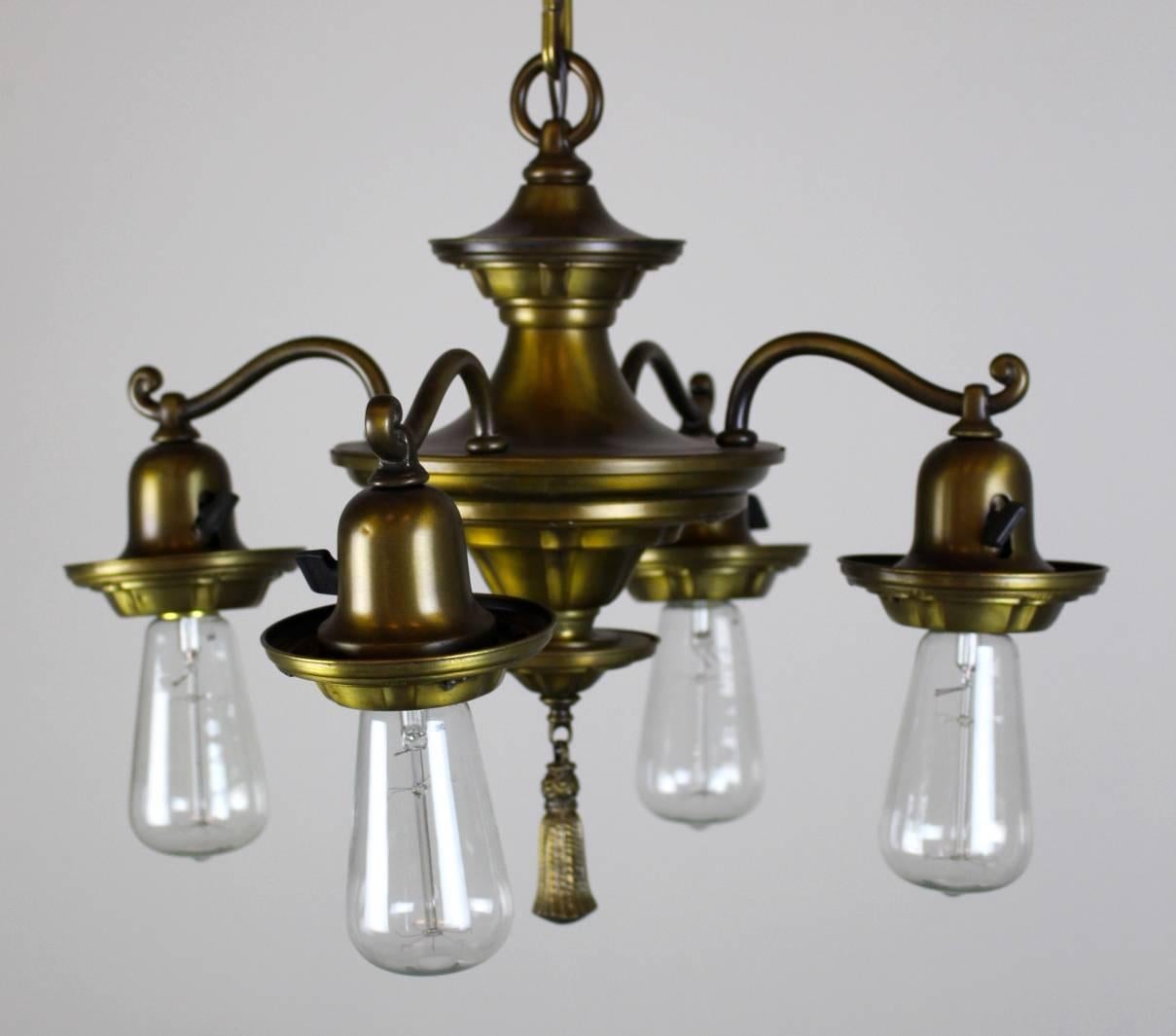 Early 20th Century Four Light All Original Sheffield Pan Fixture For Sale