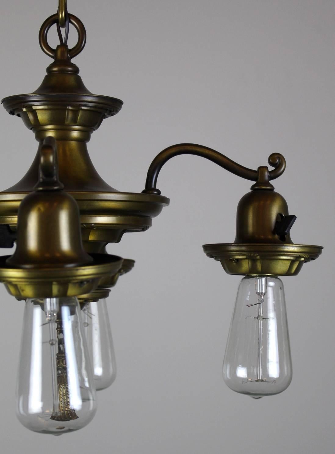 Four Light All Original Sheffield Pan Fixture For Sale 2