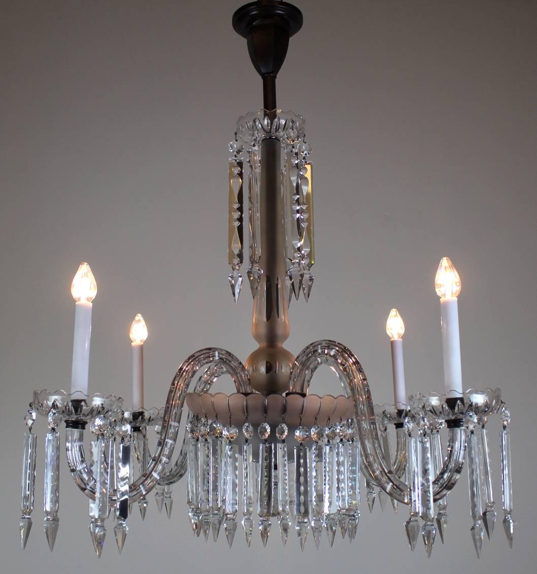 Victorian Four-Arm Crystal Chandelier In Excellent Condition For Sale In Vancouver, BC