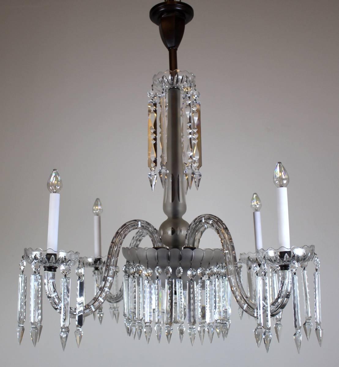 Late 19th Century Victorian Four-Arm Crystal Chandelier For Sale