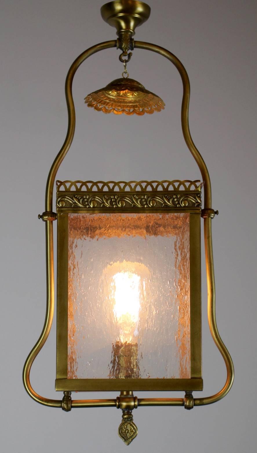 Converted Gas Hall Lantern Fixture In Excellent Condition For Sale In Vancouver, BC