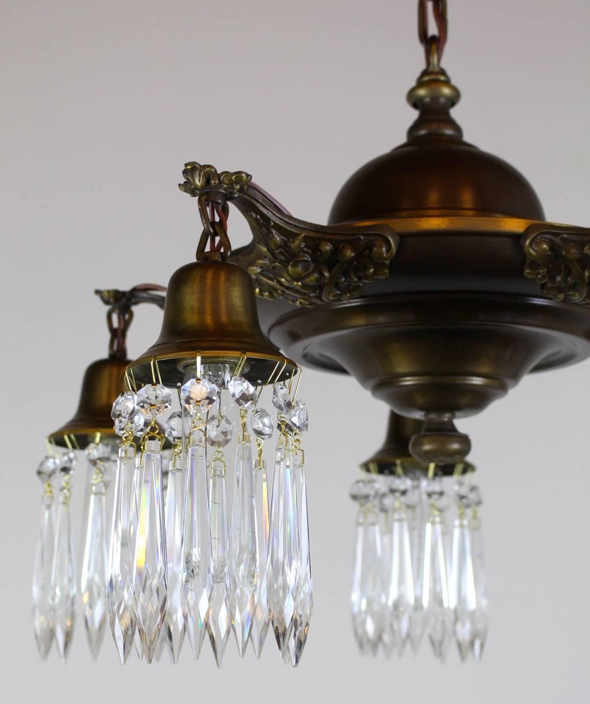 Five-Light Pan Fixture Finished with Crystals For Sale 2