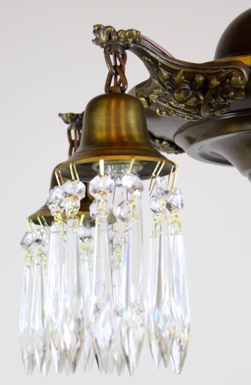 Five-Light Pan Fixture Finished with Crystals For Sale 3