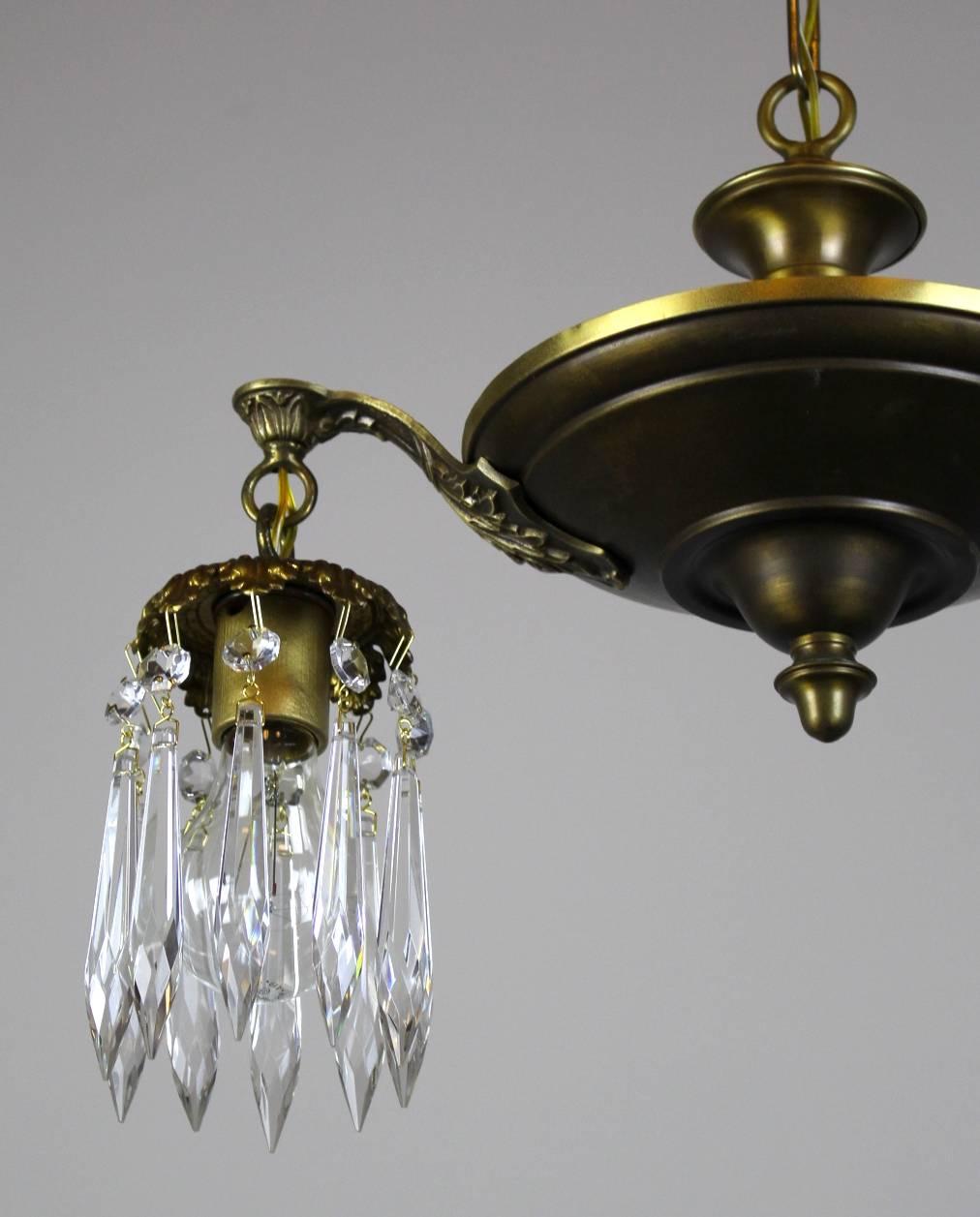 Two-Light Pan Fixture with Crystal For Sale 1