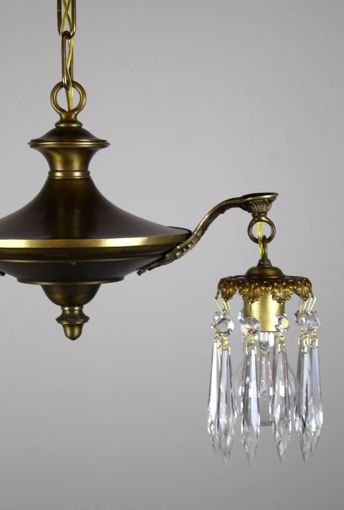 Two-Light Pan Fixture with Crystal For Sale 2
