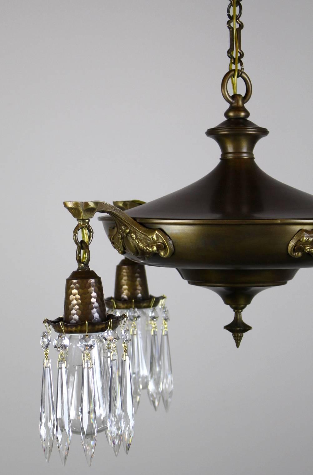 Four-Light Pan Fixture Fitted with Crystals For Sale 3