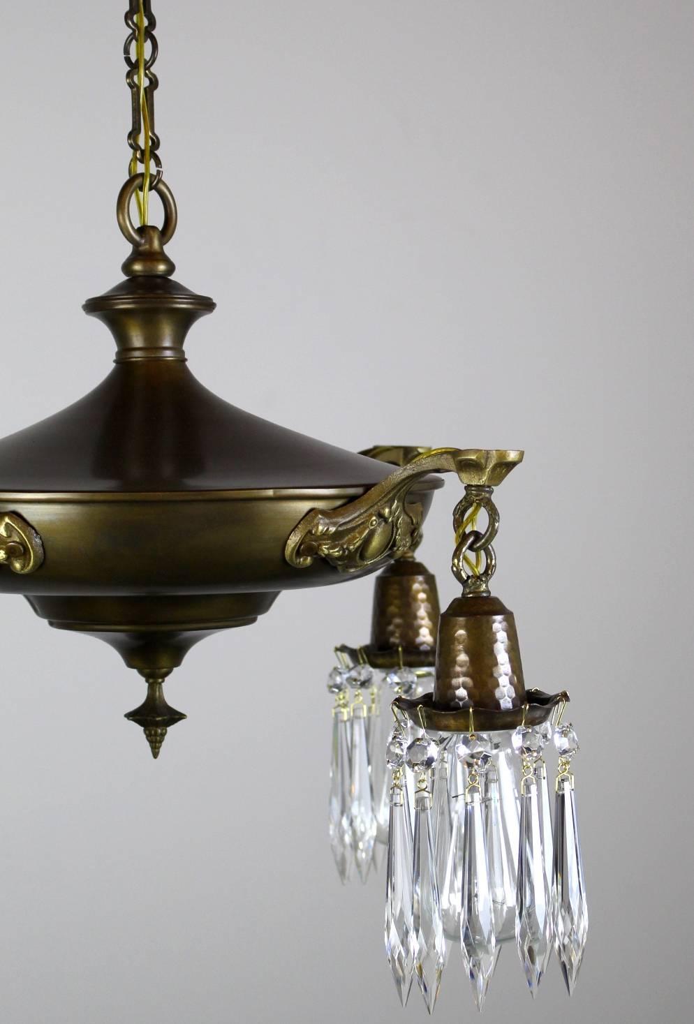 Four-Light Pan Fixture Fitted with Crystals For Sale 4