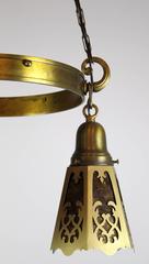 Three-Light Ring Fixture with Mica Cut-Out Shades