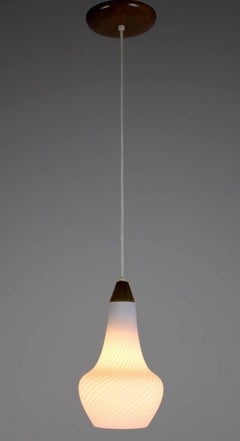 Mid-Century Pendant Light White Glass