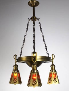 Brass Shower Fixture with Mica Shades