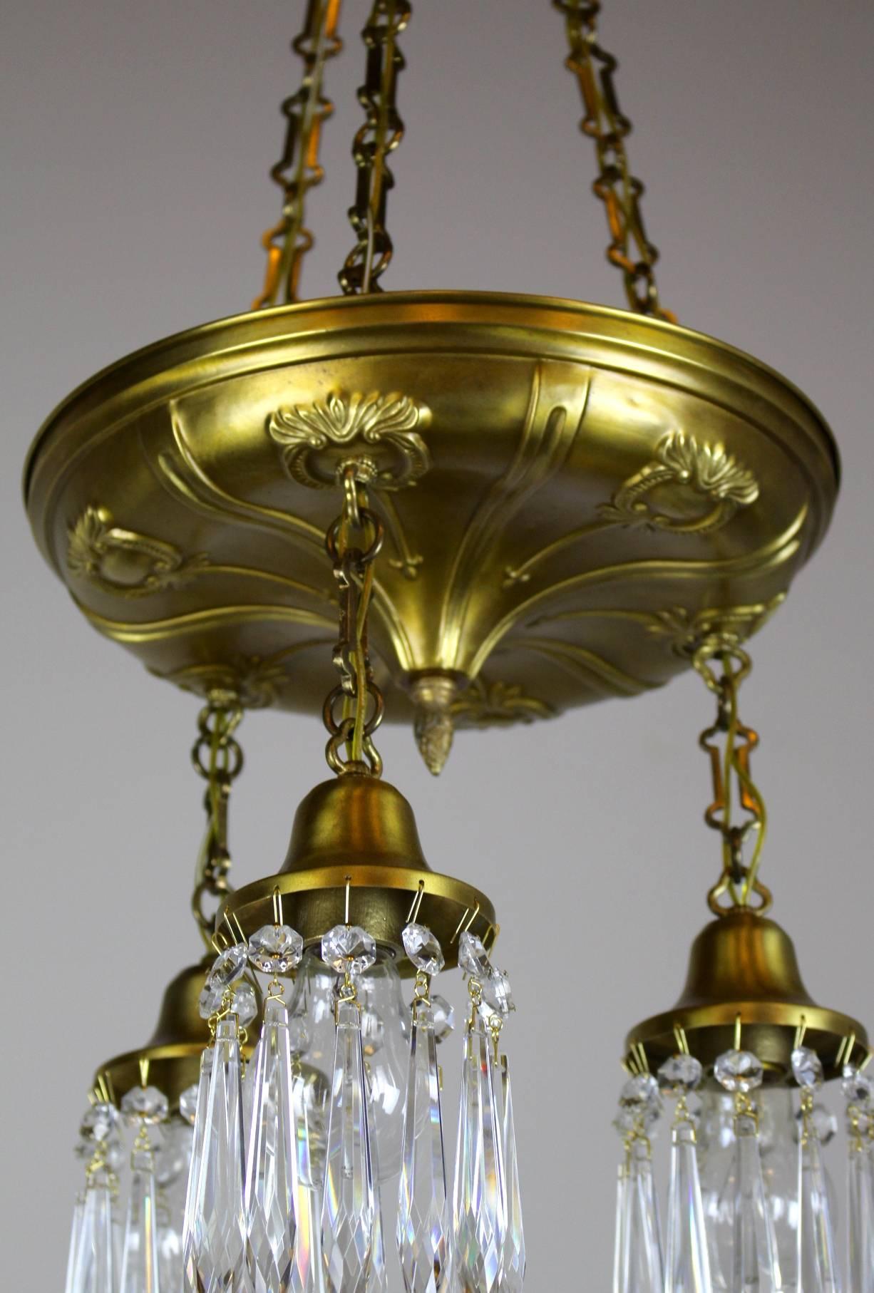 Three-Light Shower Fixture with Crystals For Sale 1
