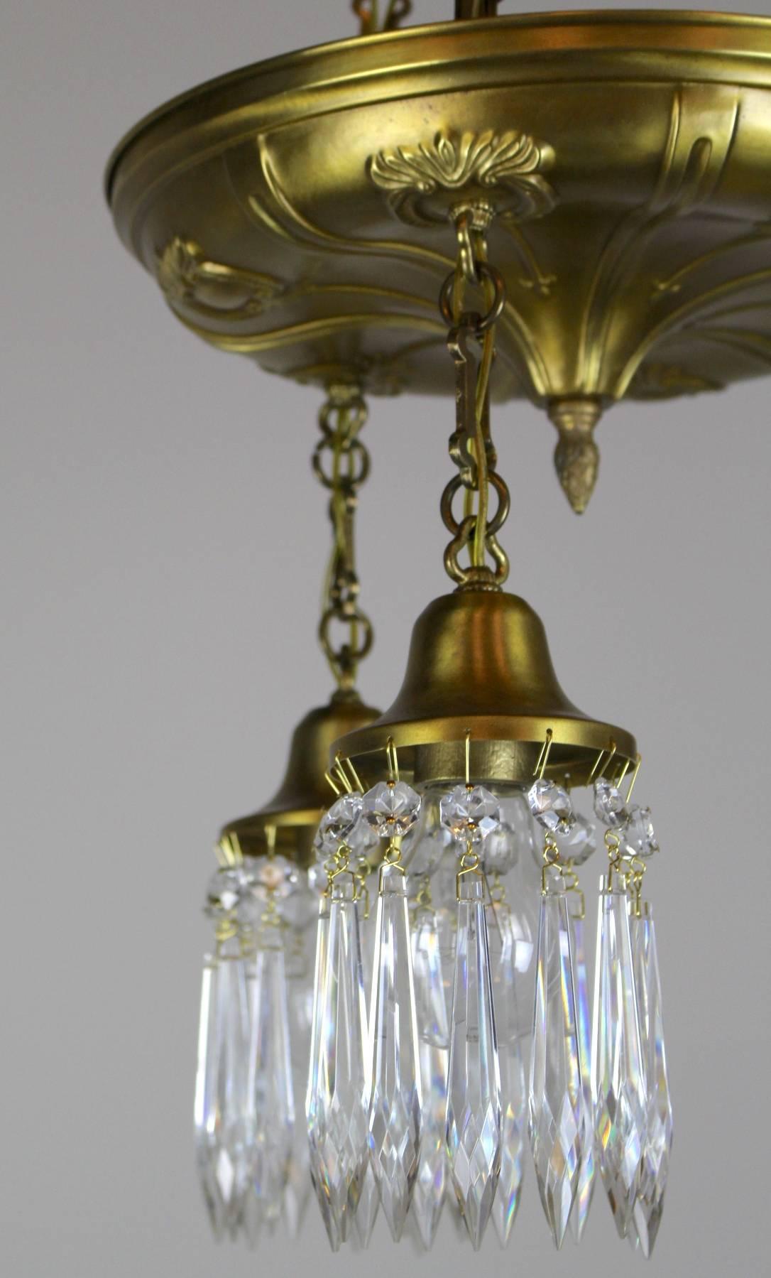 Three-Light Shower Fixture with Crystals For Sale 2