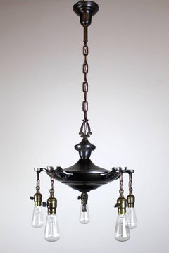 Five-Light Pan Fixture with Bare Bulbs