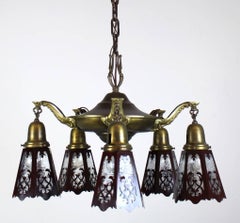 Five-Light Pan Fixture with Clear Glass Cut-Out Shades