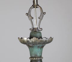 Five-Light Pan Fixture in Verdigris, with Cut-Out Shades