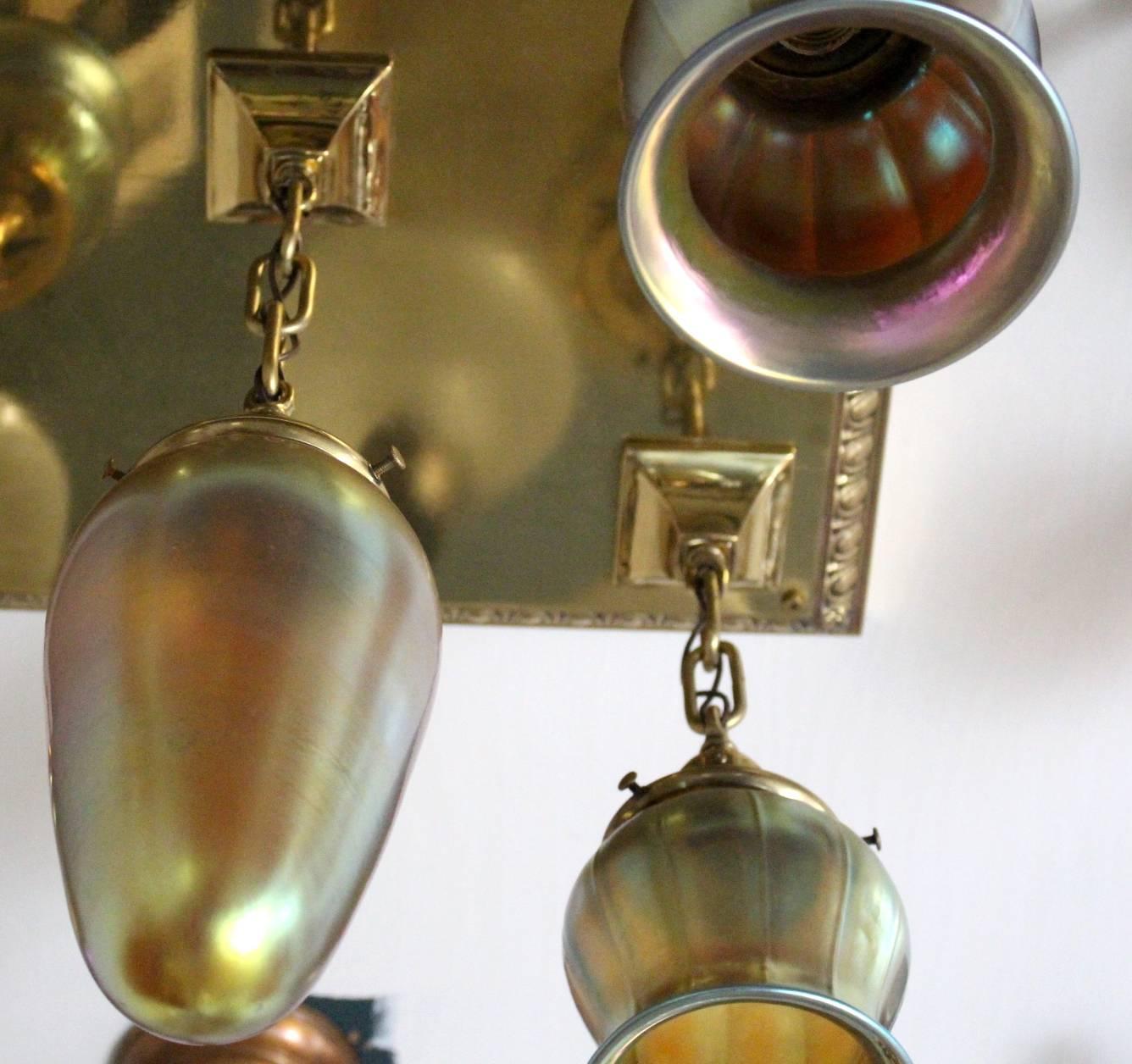 Polished Brass Flush Mount 'Five-Light' In Excellent Condition For Sale In Vancouver, BC